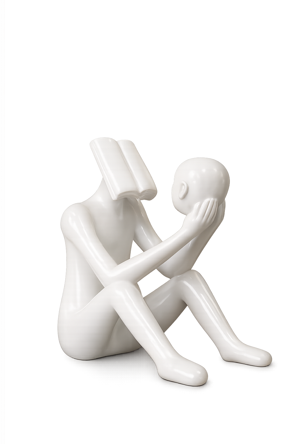 Thinker Book Head Sculpture – Modern Abstract Resin Décor