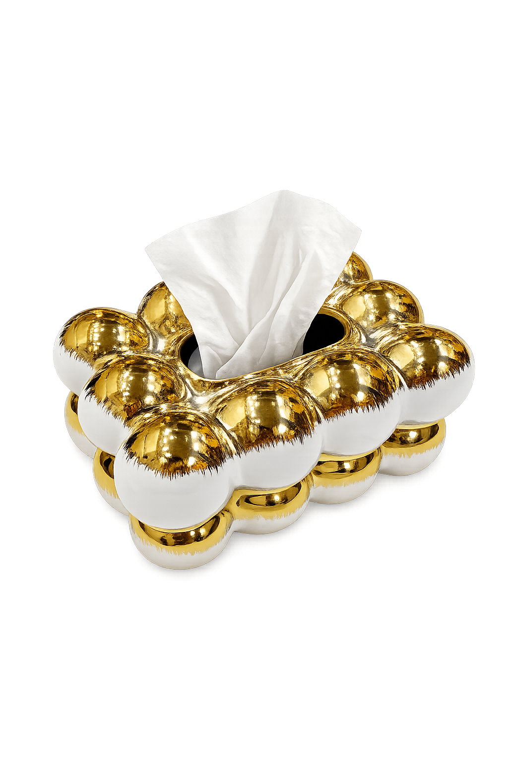 Luxury Bubble Ceramic Tissue Holder – Modern Decorative Tissue Box Cover (White Gold/Black & Gold)