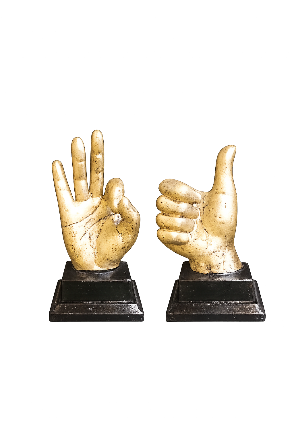 Modern Gold Hand Gesture Sculpture Set | Decorative Resin Hand Statues (Set of 2)
