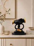 Modern Couple Hands Sculpture | Black & Gold Resin Decorative Showpiece | Romantic Love Statue | Luxury Home Decor