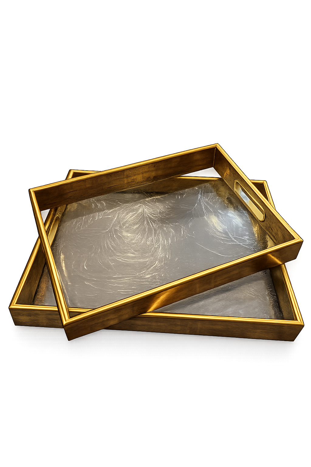 Luxury Gold Decorative Serving Tray Set (2 Pieces)