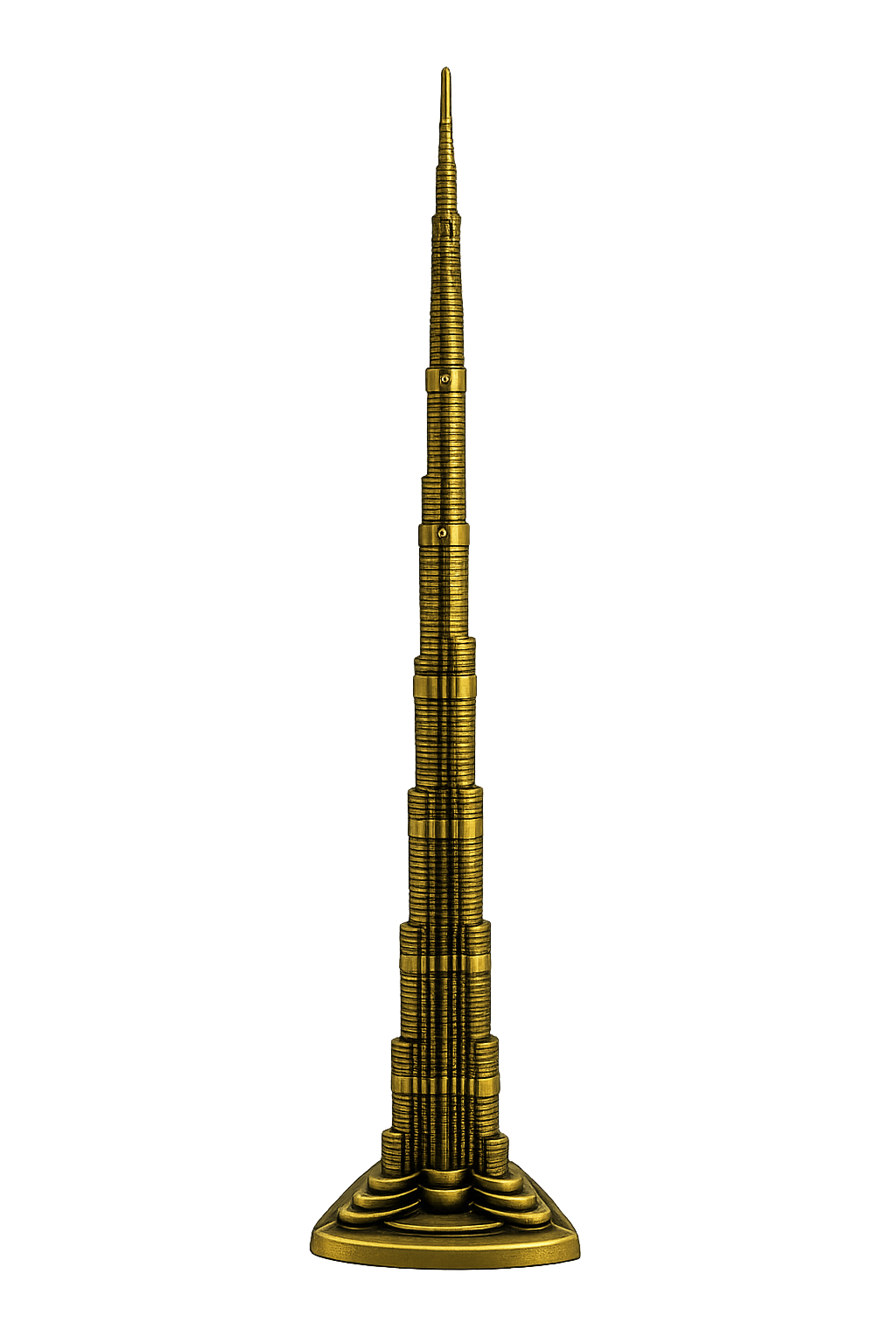 Burj Khalifa Decorative Showpiece | Antique Gold Metal Landmark Sculpture