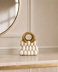 Luxury Handbag Shaped Ceramic Vase – White & Gold Decorative Flower Vase | Modern Home Décor