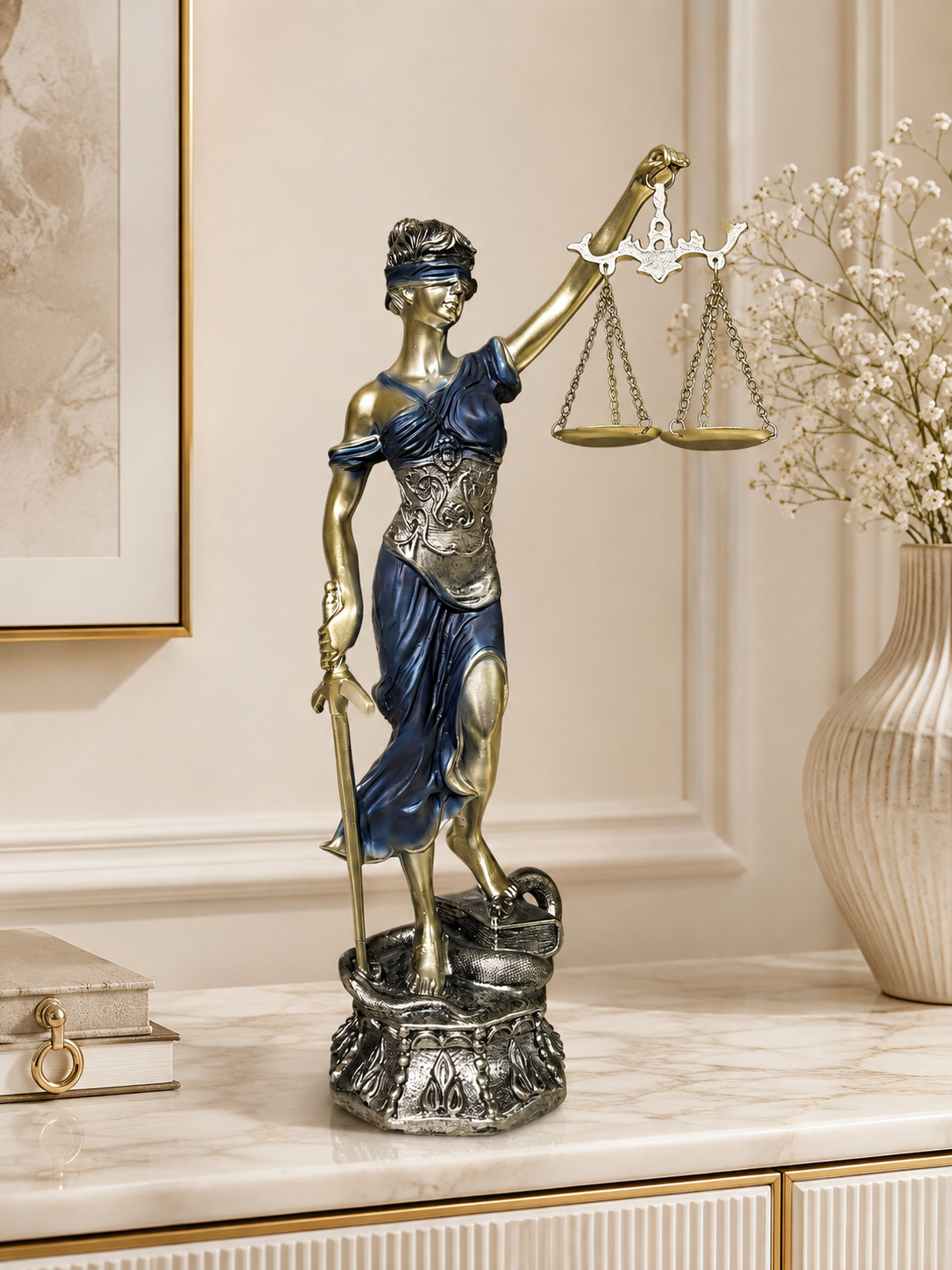 Lady Justice Decorative Statue – Elegant Scales of Justice Figurine