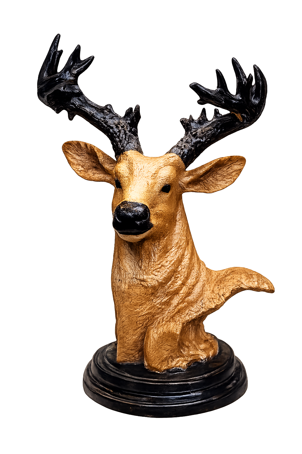 Luxury Deer Head Sculpture | Modern Resin Stag Bust Table Decor | Black & Gold Decorative Accent