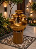 Luxury Outdoor/Indoor Cascading Water Fountain with LED Lights | Modern Garden Water Feature