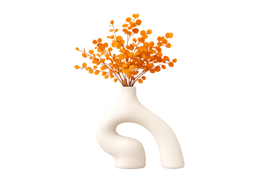 Modern Abstract White Ceramic Vase – Sculptural Hollow Decorative Flower Vase for Home Décor