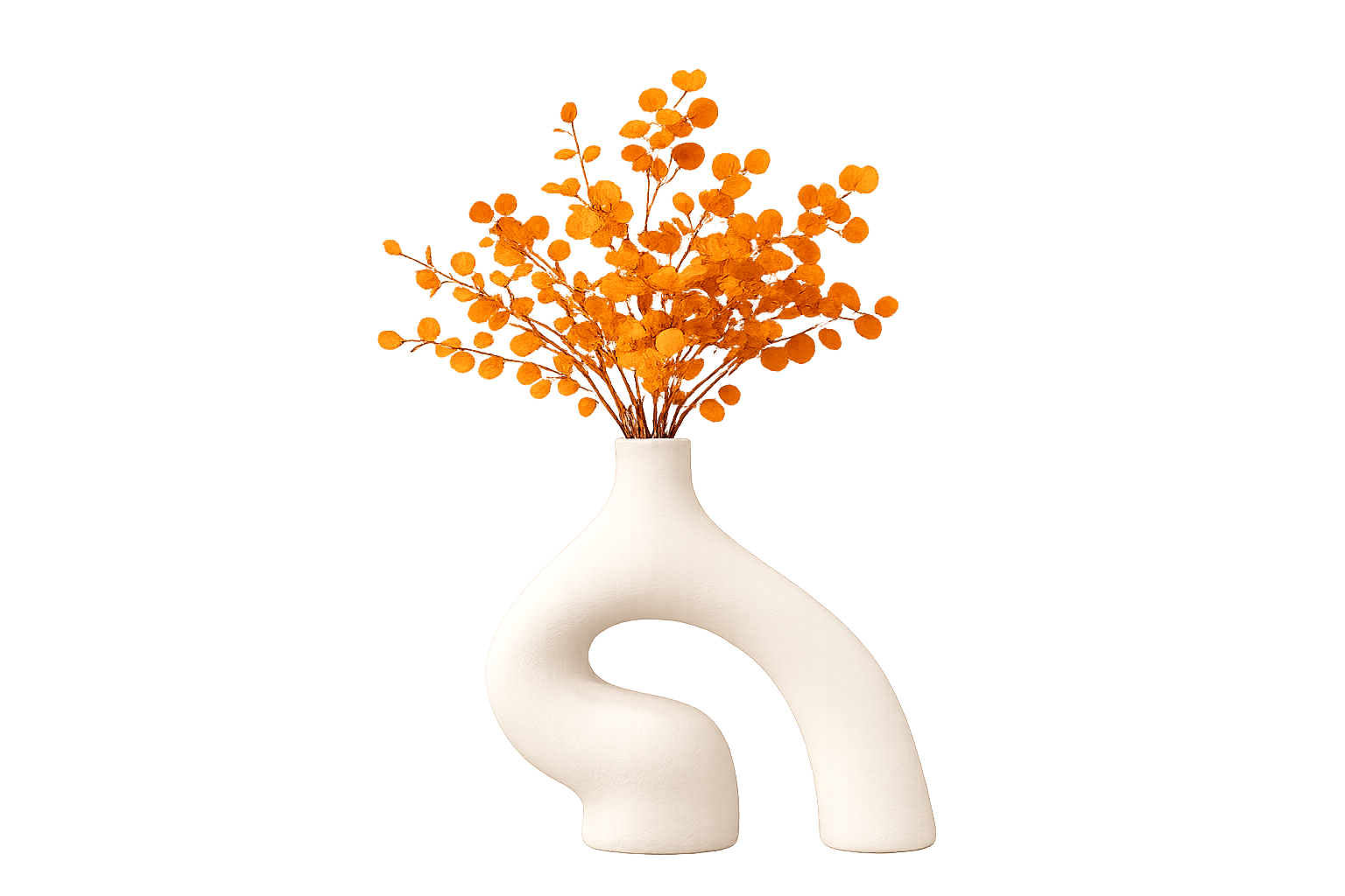 Modern Abstract White Ceramic Vase – Sculptural Hollow Decorative Flower Vase for Home Décor