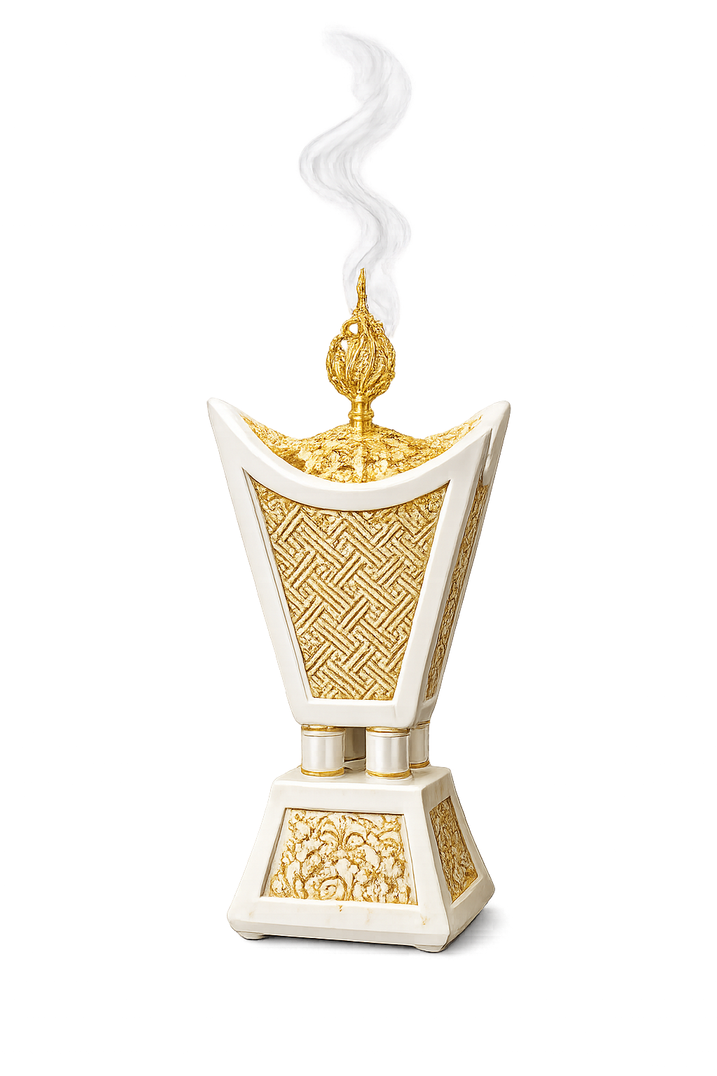 Luxury Bakhoor Burner | White & Gold Arabic Incense Burner (Mabkhara) | Decorative Home Fragrance Holder