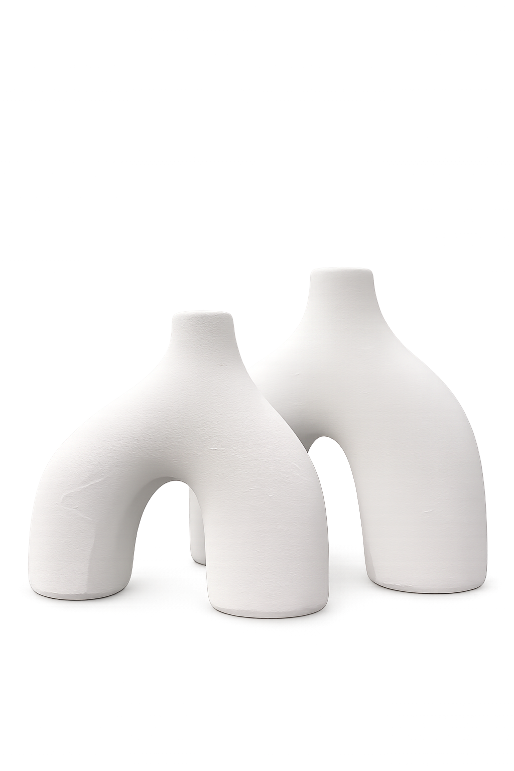 Modern Arch Ceramic Vase Set of 2 – Minimalist White Decorative Flower Vases for Home Décor