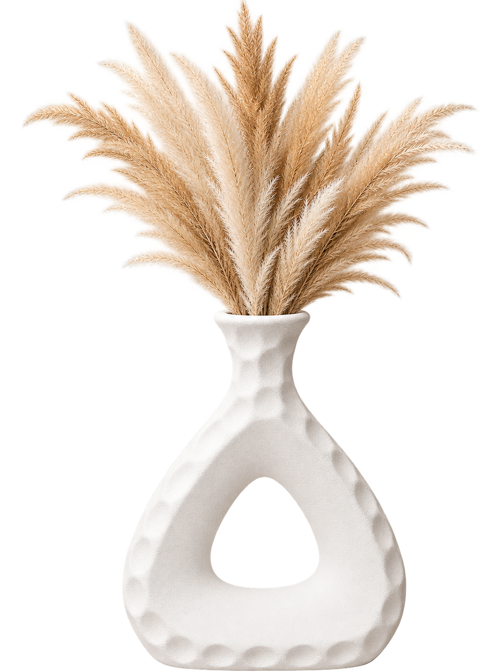 Modern White Ceramic Abstract Vase – Decorative Cut-Out Design Vase
