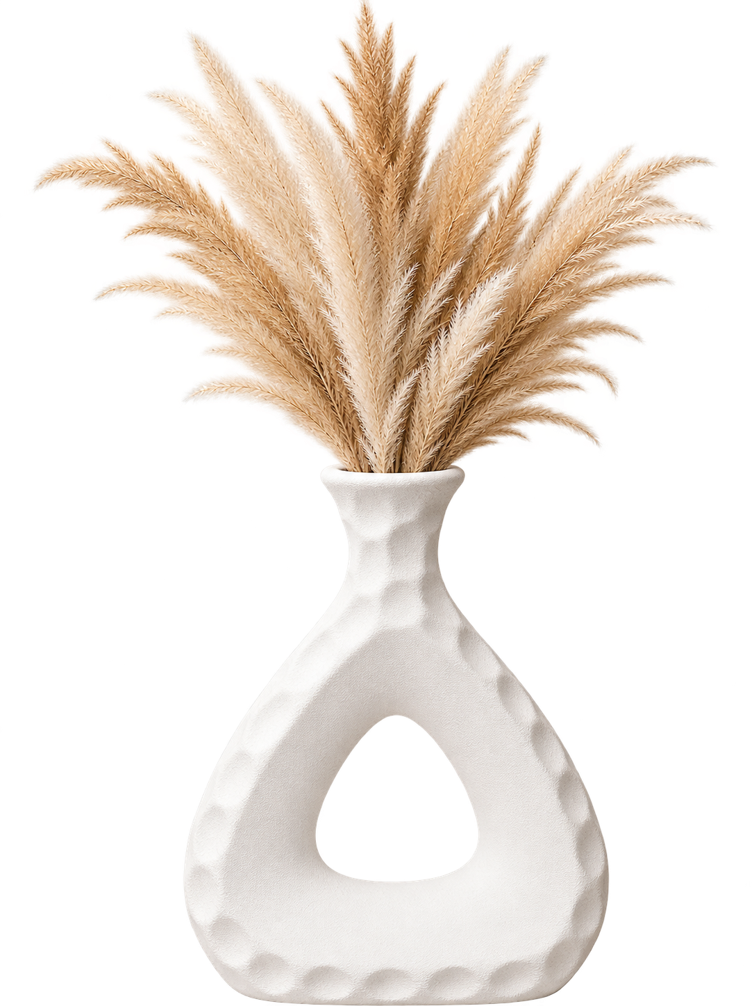 Modern White Ceramic Abstract Vase – Decorative Cut-Out Design Vase