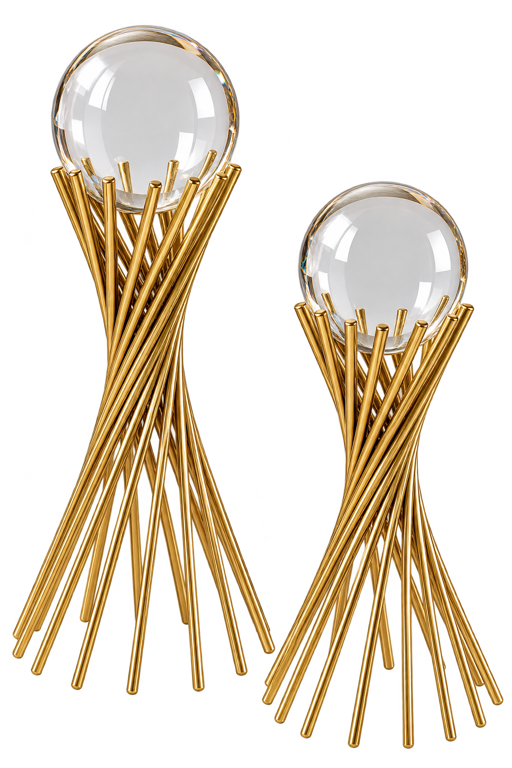 Luxury Golden Crystal Ball Decorative Showpiece Set of 2