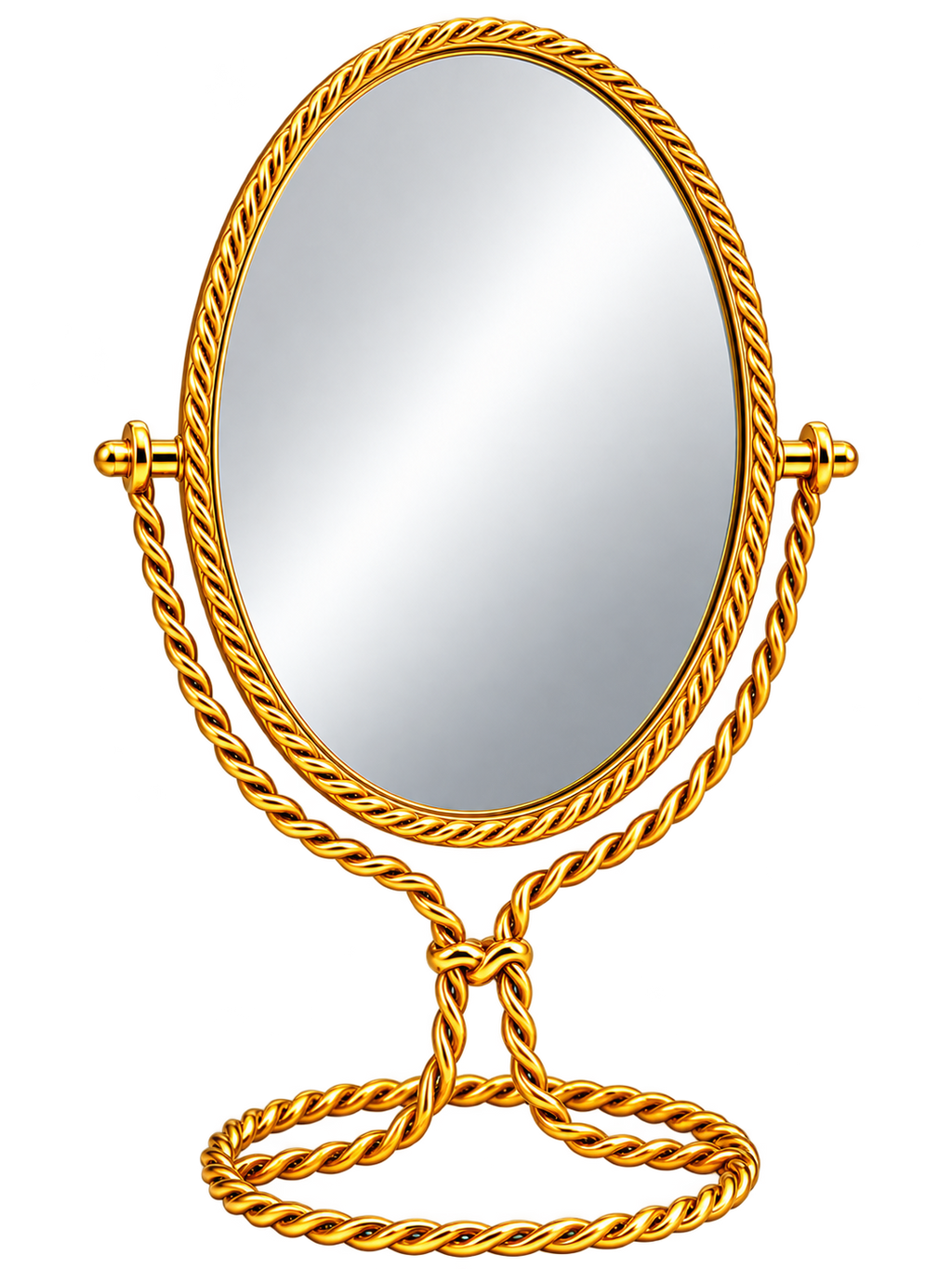 Luxury Gold Oval Tabletop Vanity Mirror with Twisted Rope Frame – Elegant Dressing Table Makeup Mirror