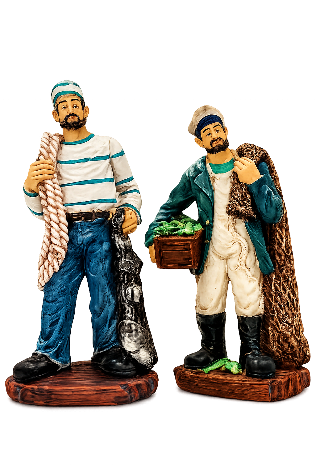 Fisherman Figurine Set – Nautical Resin Home Decor Statue