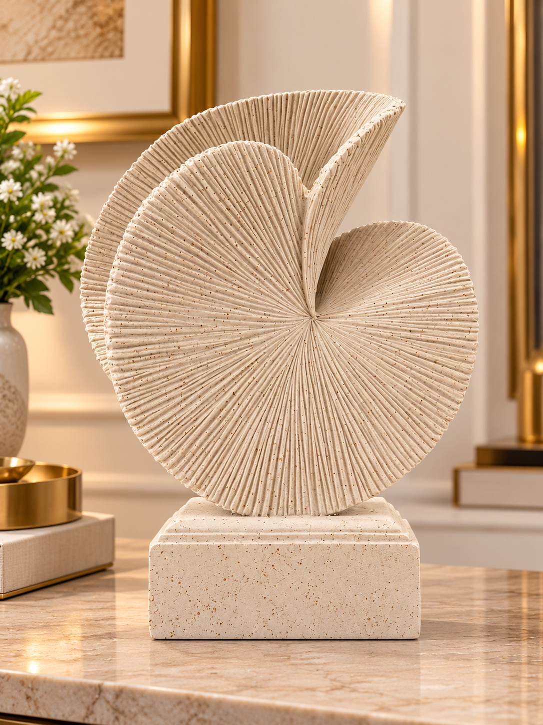 Luxury Beige Abstract Sculpture – Modern Textured Decorative Art for Home & Office