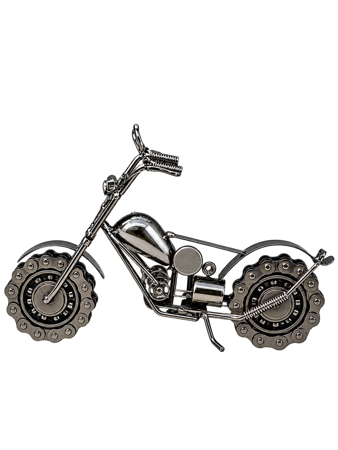 Vintage Metal Motorcycle Decorative Showpiece – Silver Finish