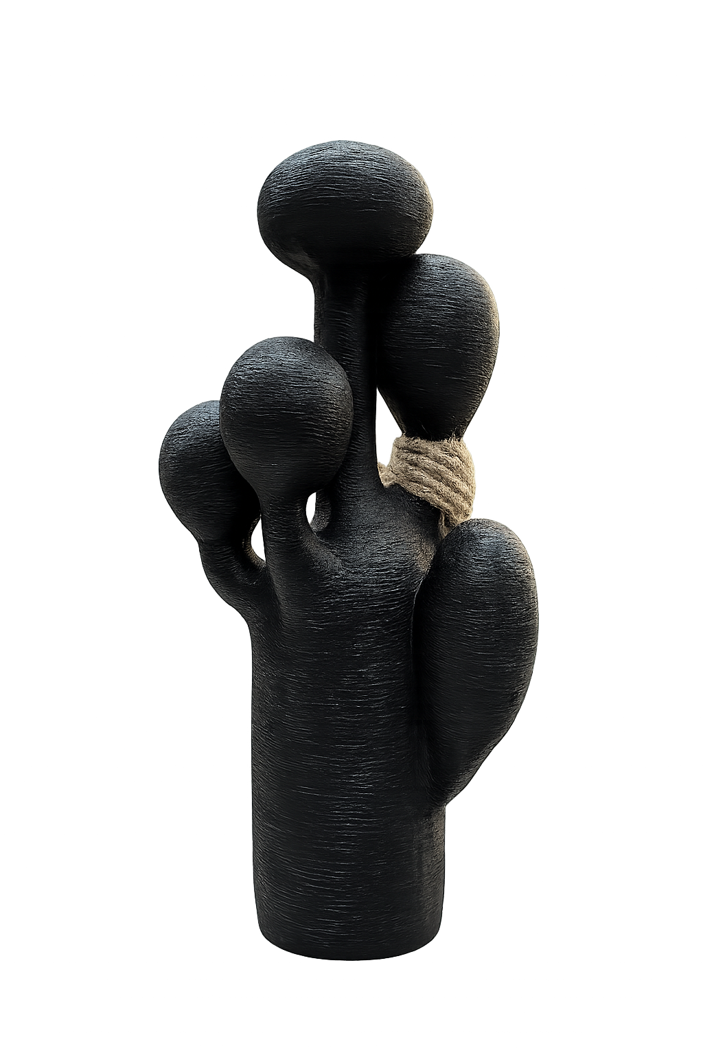 Modern Black Abstract Cactus Sculpture | Resin Decorative Table Accent for Living Room, Office & Shelf Décor