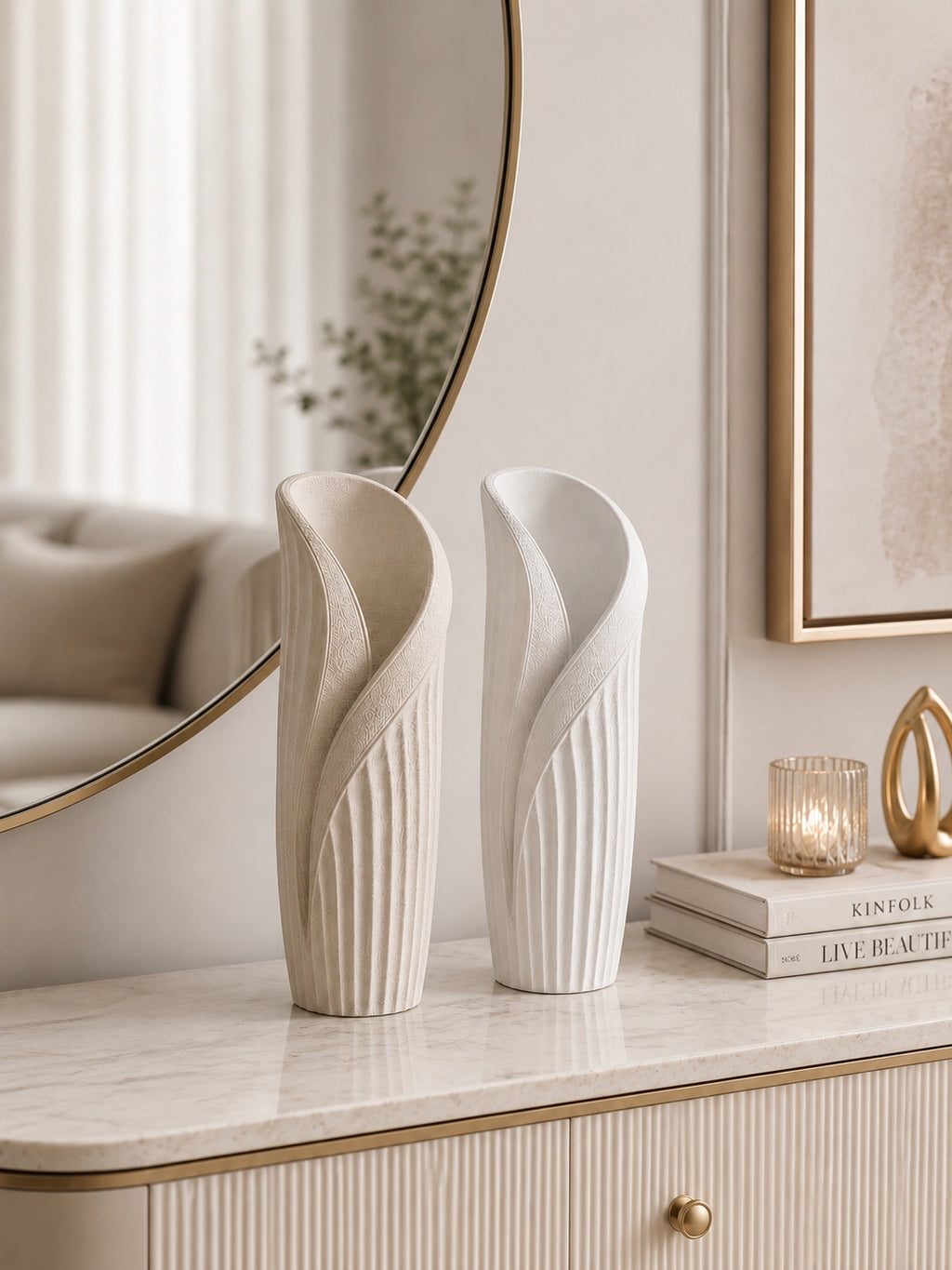 Modern Twisted Resin Vase | White Decorative Flower Vase | Minimalist Home Décor