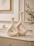 Modern Hollow Ceramic Vase Set – 2 Piece Minimalist Decorative Flower Vase for Home Décor
