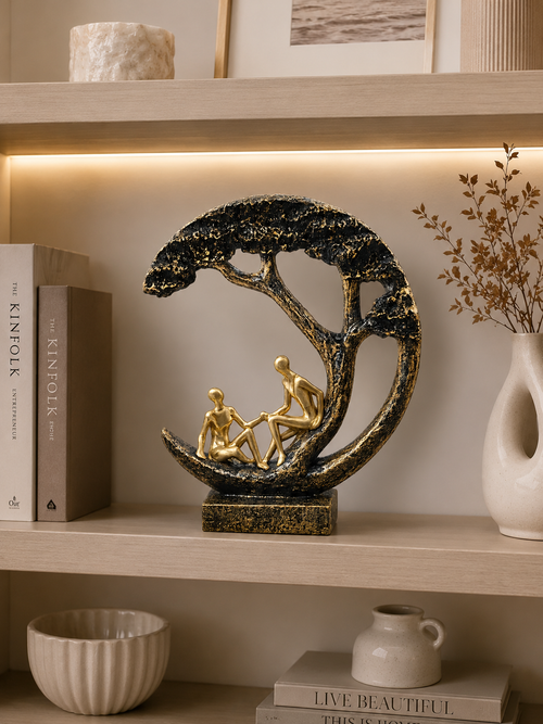 Abstract Couple Under Tree Sculpture | Luxury Resin Tabletop Showpiece | Modern Home Decor Accent