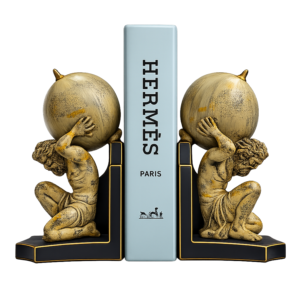 Atlas Globe Bookends – Luxury Resin Decorative Book Holder Set for Home & Office
