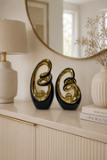 Modern Abstract Black & Gold Ceramic Sculpture Set – Luxury Decorative Showpieces for Home & Office (Set of 2)