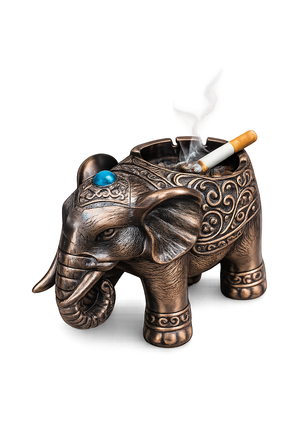 Luxury Elephant Ashtray – Decorative Resin Cigarette Ashtray with Antique Bronze Finish | Home & Office Table Decor