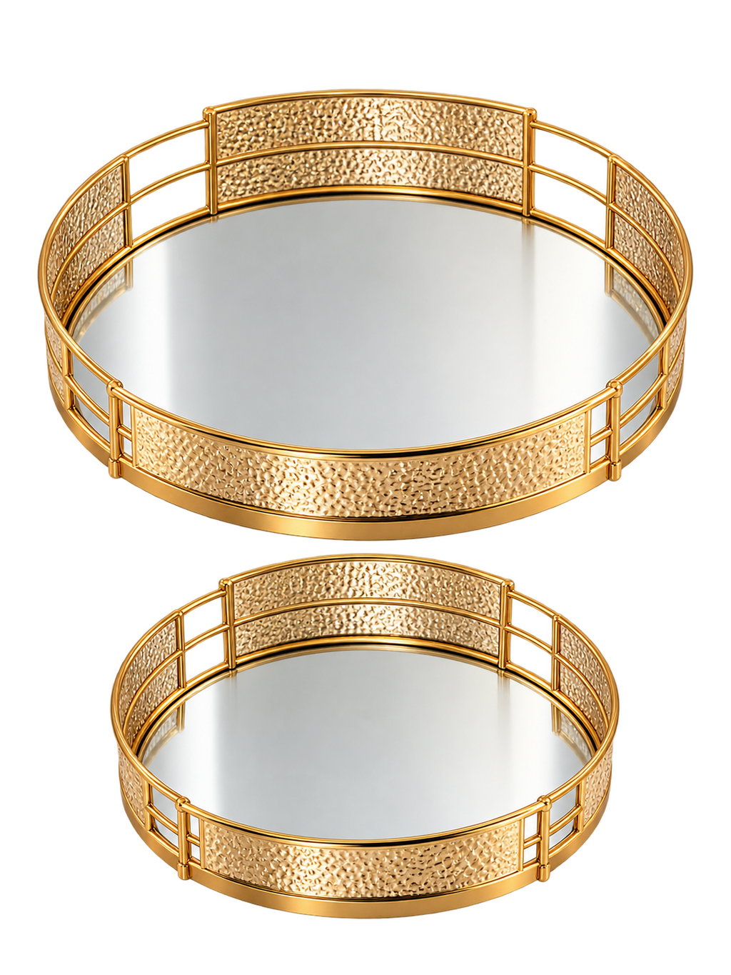 Luxury Gold Mirrored Decorative Tray Set – Premium Round Vanity & Home Décor Trays