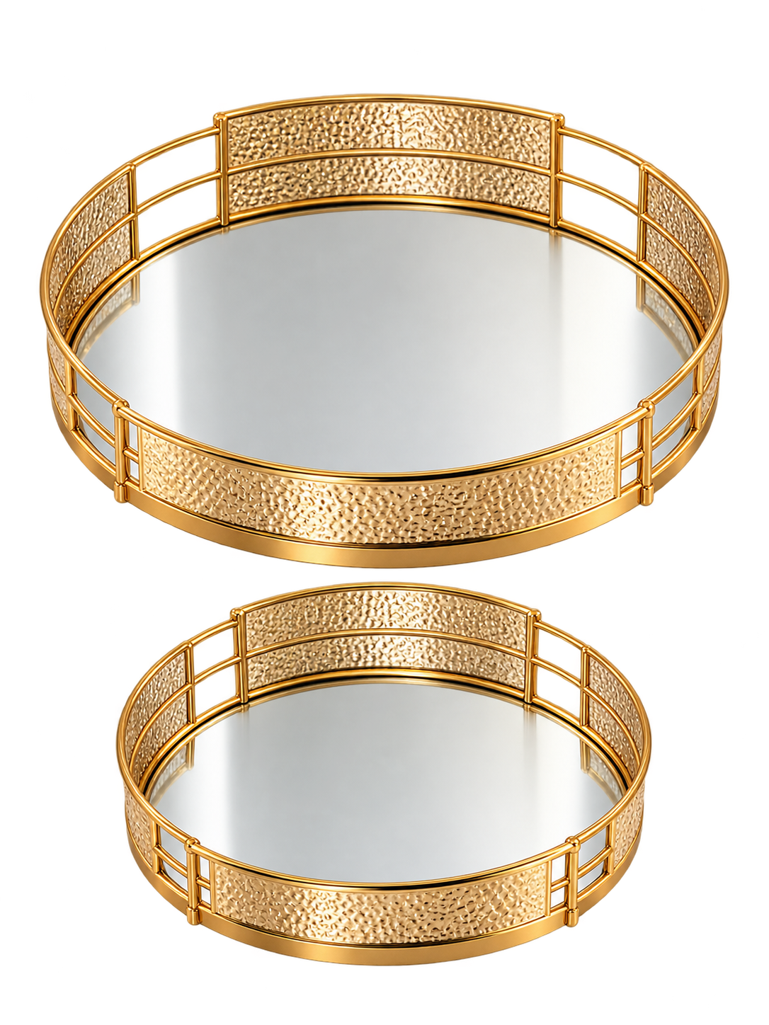 Luxury Gold Mirrored Decorative Tray Set – Premium Round Vanity & Home Décor Trays