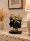 Luxury African Tribal Dual Face Sculpture – Resin Decorative Showpiece