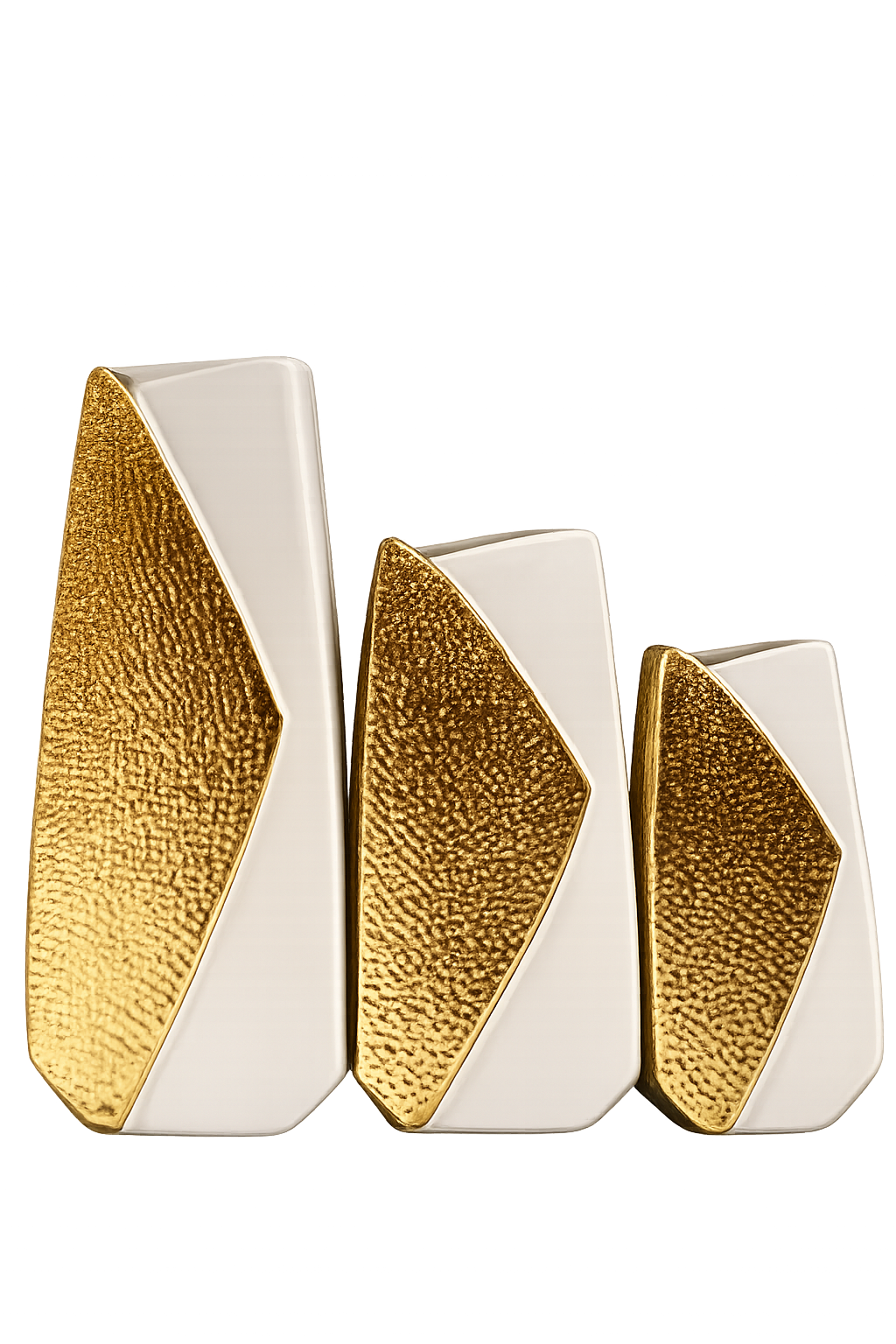 Luxury White & Gold Ceramic Vase Set of 3 – Modern Decorative Flower Vases for Home Décor