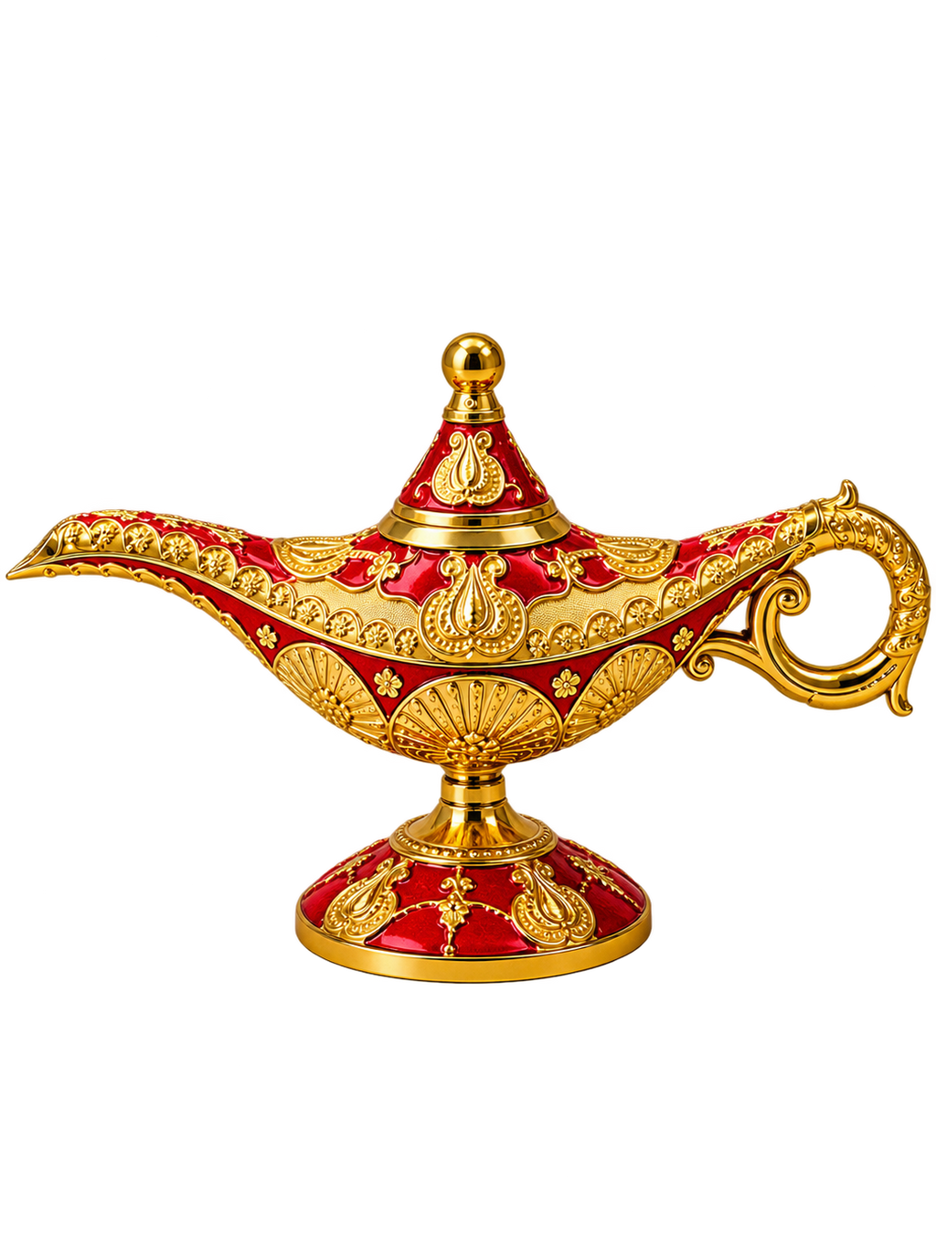 Luxury Aladdin Magic Lamp Decorative Showpiece – Red & Gold Big Size