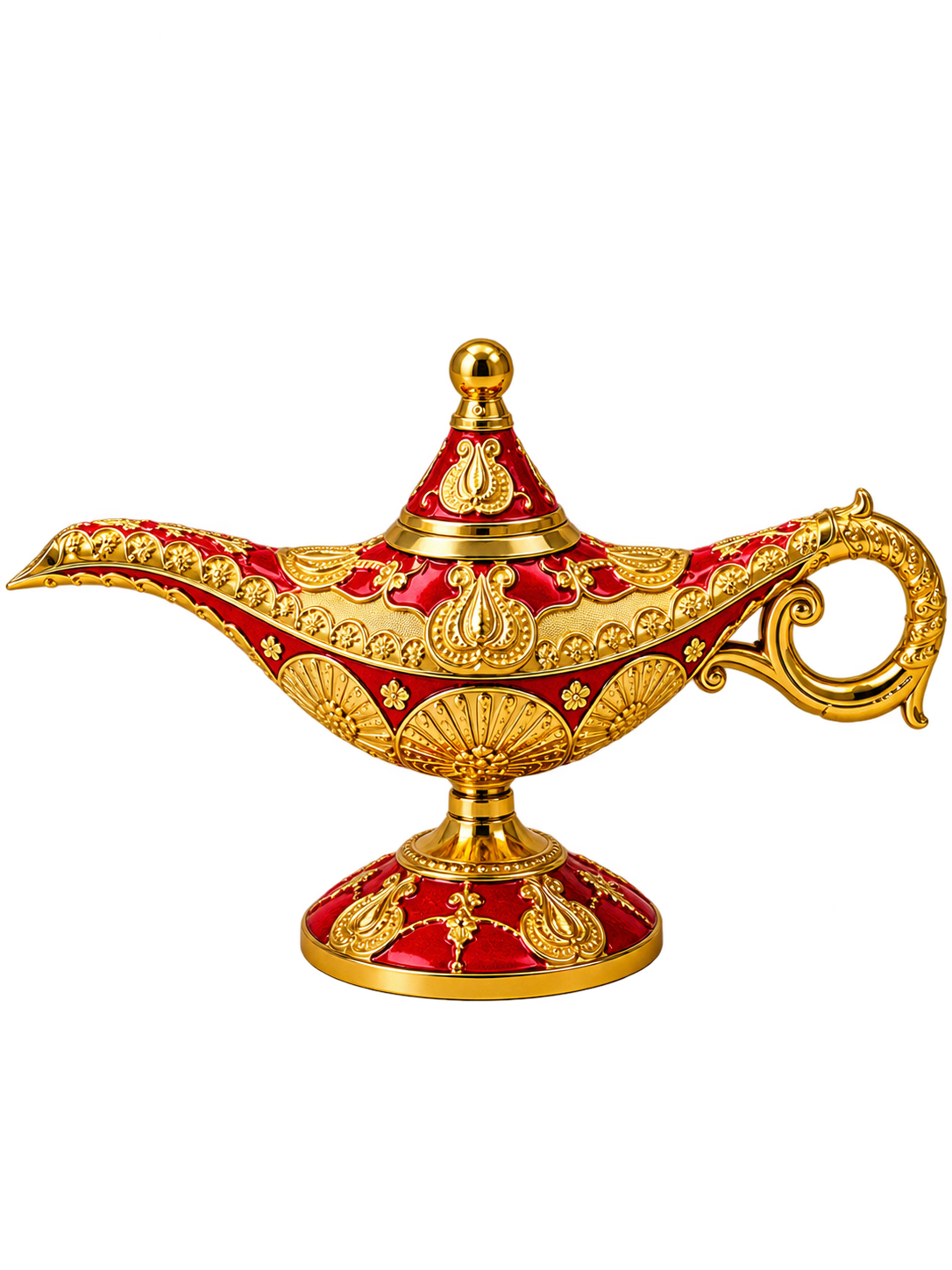 Luxury Aladdin Magic Lamp Decorative Showpiece – Red & Gold Big Size