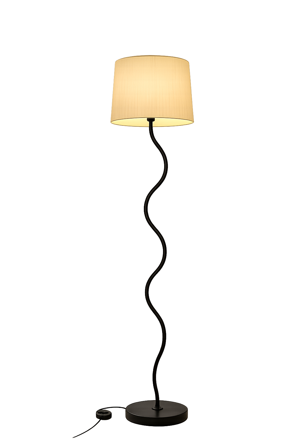 Modern Wave Floor Lamp with Fabric Shade | Contemporary Standing Lamp for Living Room & Bedroom