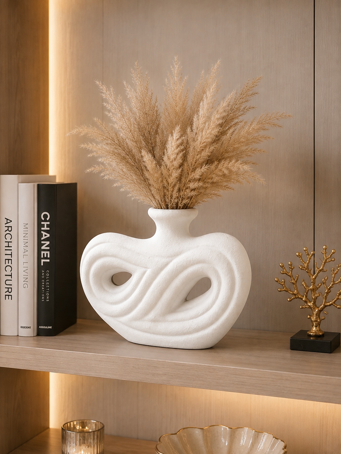 Modern White Abstract Infinity Vase – Sculptural Decorative Flower Vase