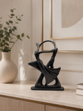 Modern Abstract Dancing Couple Sculpture – Black Resin Home Decor Showpiece