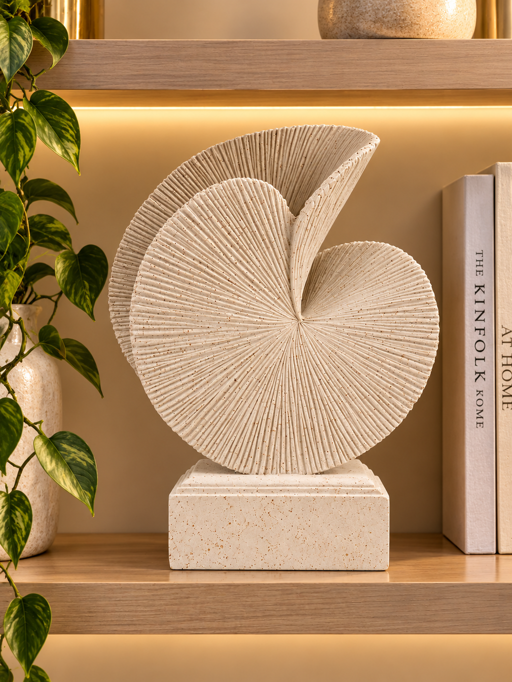 Luxury Beige Abstract Sculpture – Modern Textured Decorative Art for Home & Office