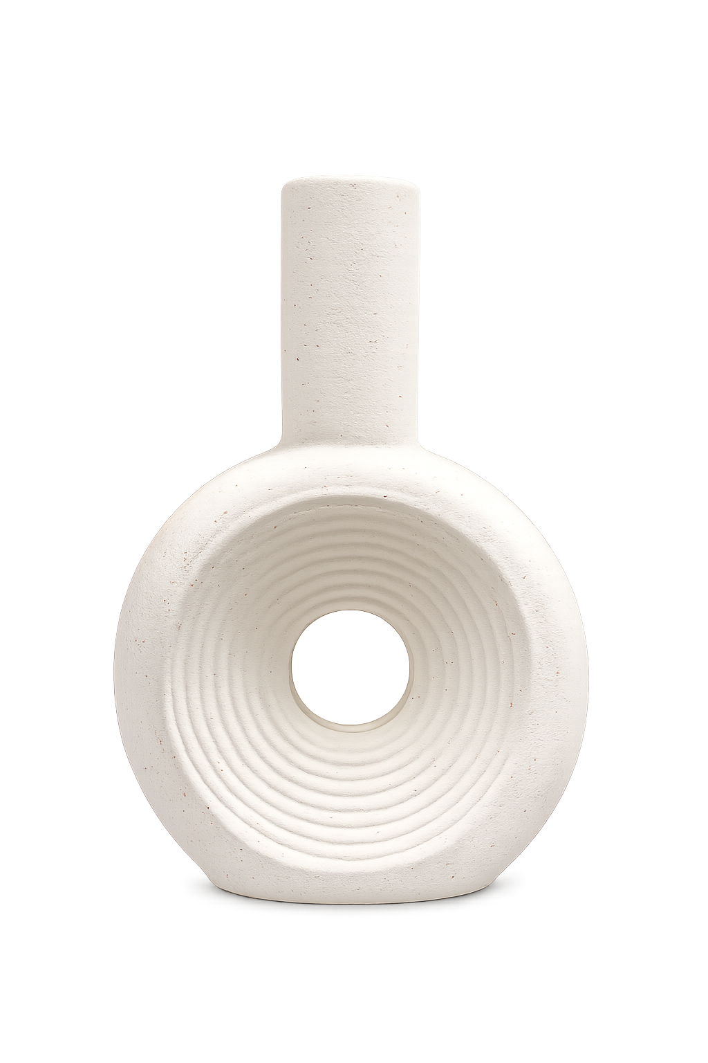 Modern Round Hollow Resin Decorative Vase – Minimalist White Flower Vase for Home & Office Décor