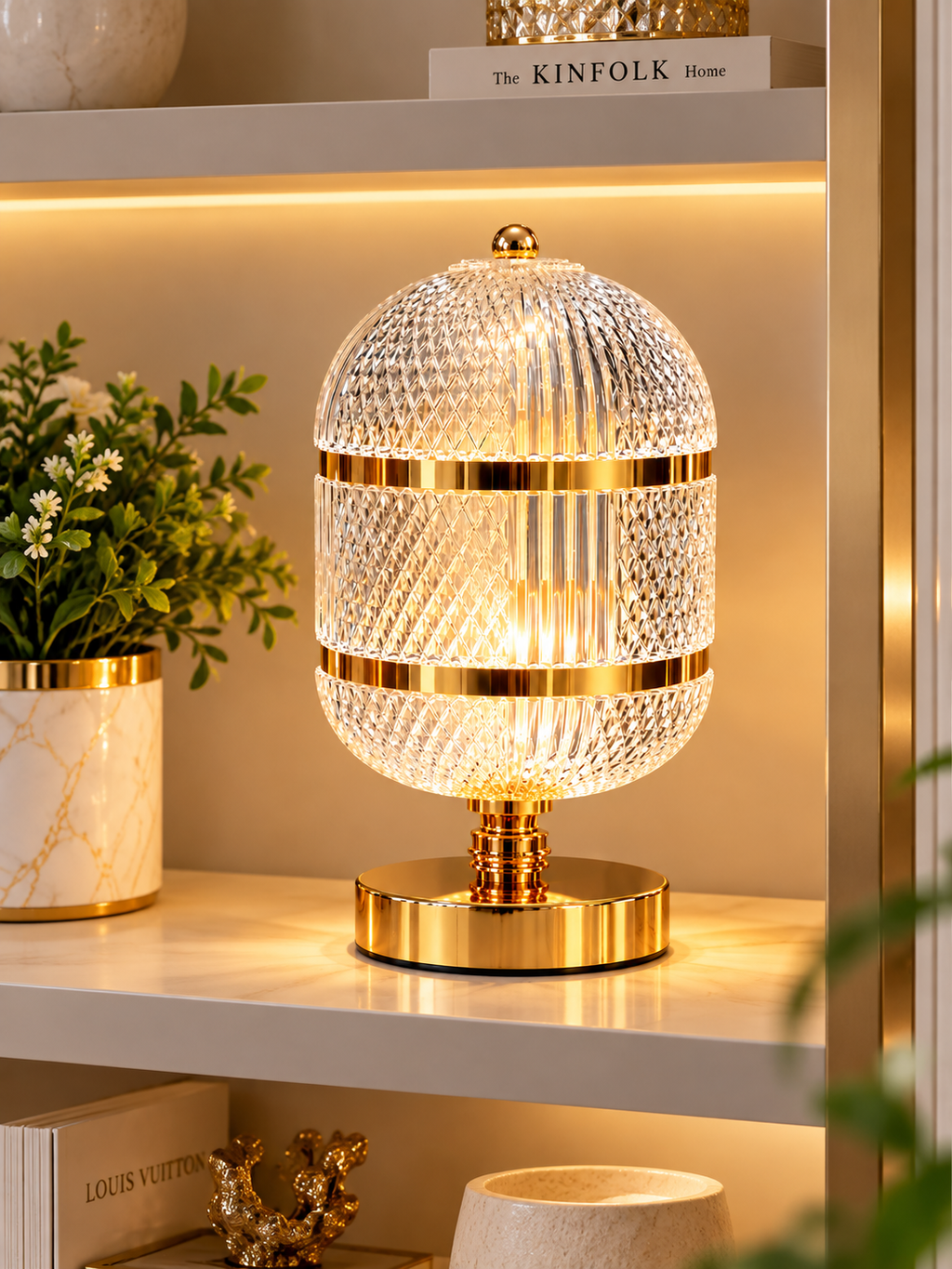 Luxury Acrylic+Crystal & Gold Table Lamp – Elegant Decorative Bedside Lamp