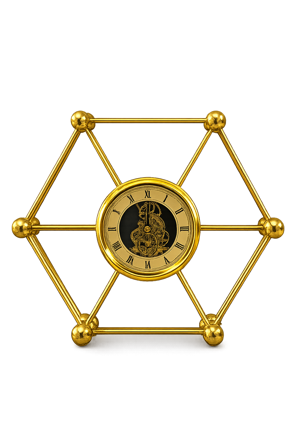 Luxury Geometric Metal Table Clock – Modern Gold Decorative Desk & Shelf Clock