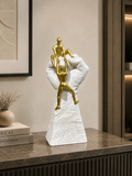 Luxury Golden Human Connection Sculpture – Modern Abstract Couple Statue for Home & Office Decor