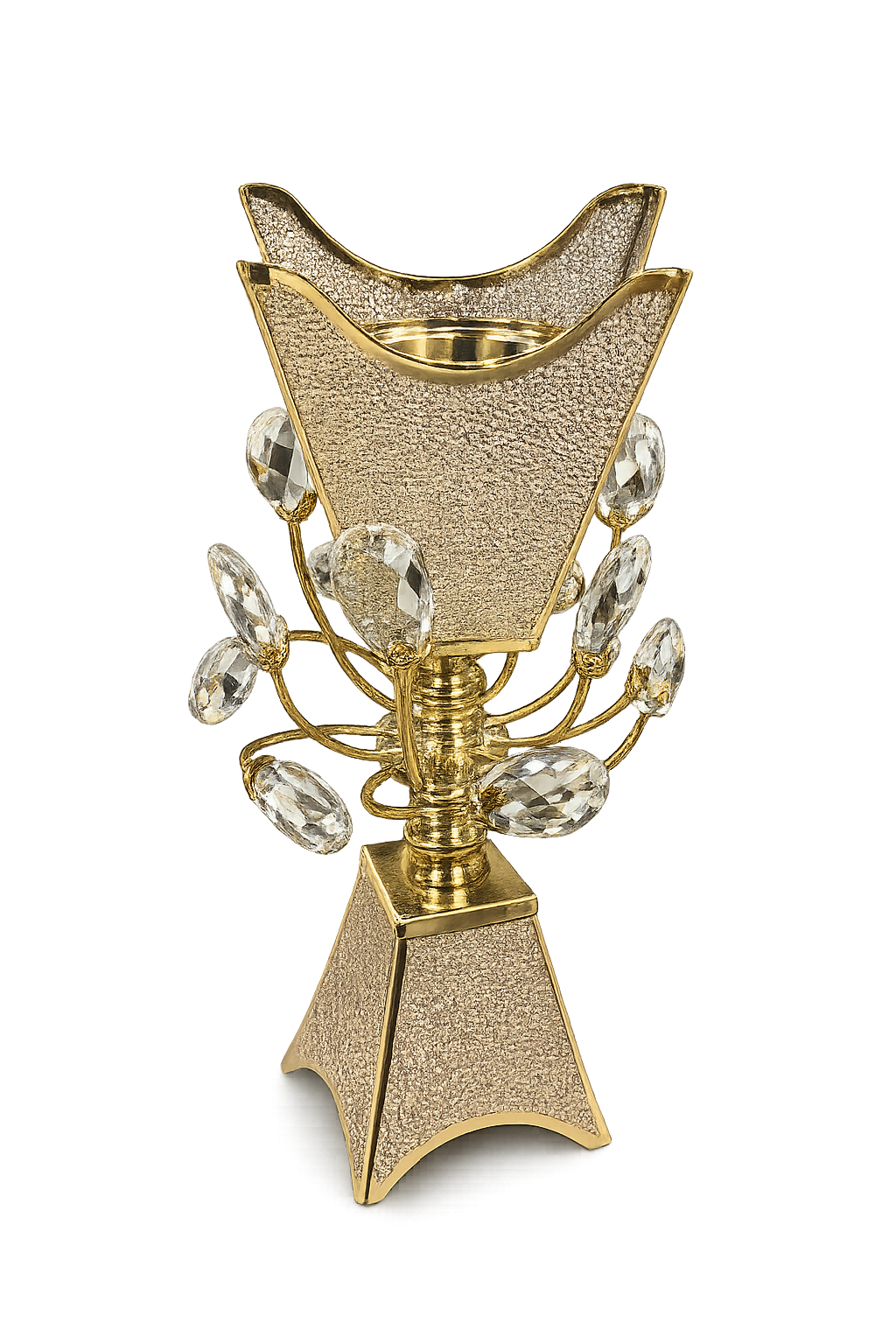 Luxury Gold Crystal Bakhoor Burner – Premium Metal Incense Burner for Oud & Bakhoor | Elegant Arabic Home Decor