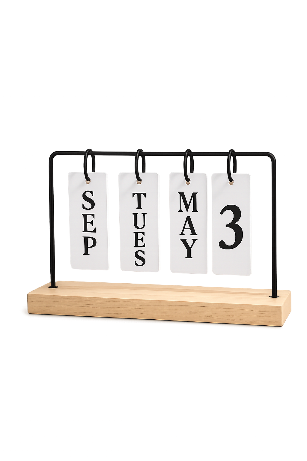 Perpetual Wooden Flip Desk Calendar | Reusable Monthly Date Display | Modern Home & Office Desktop Decor