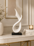 Modern Abstract Twisted Sculpture with Elegant Black Base