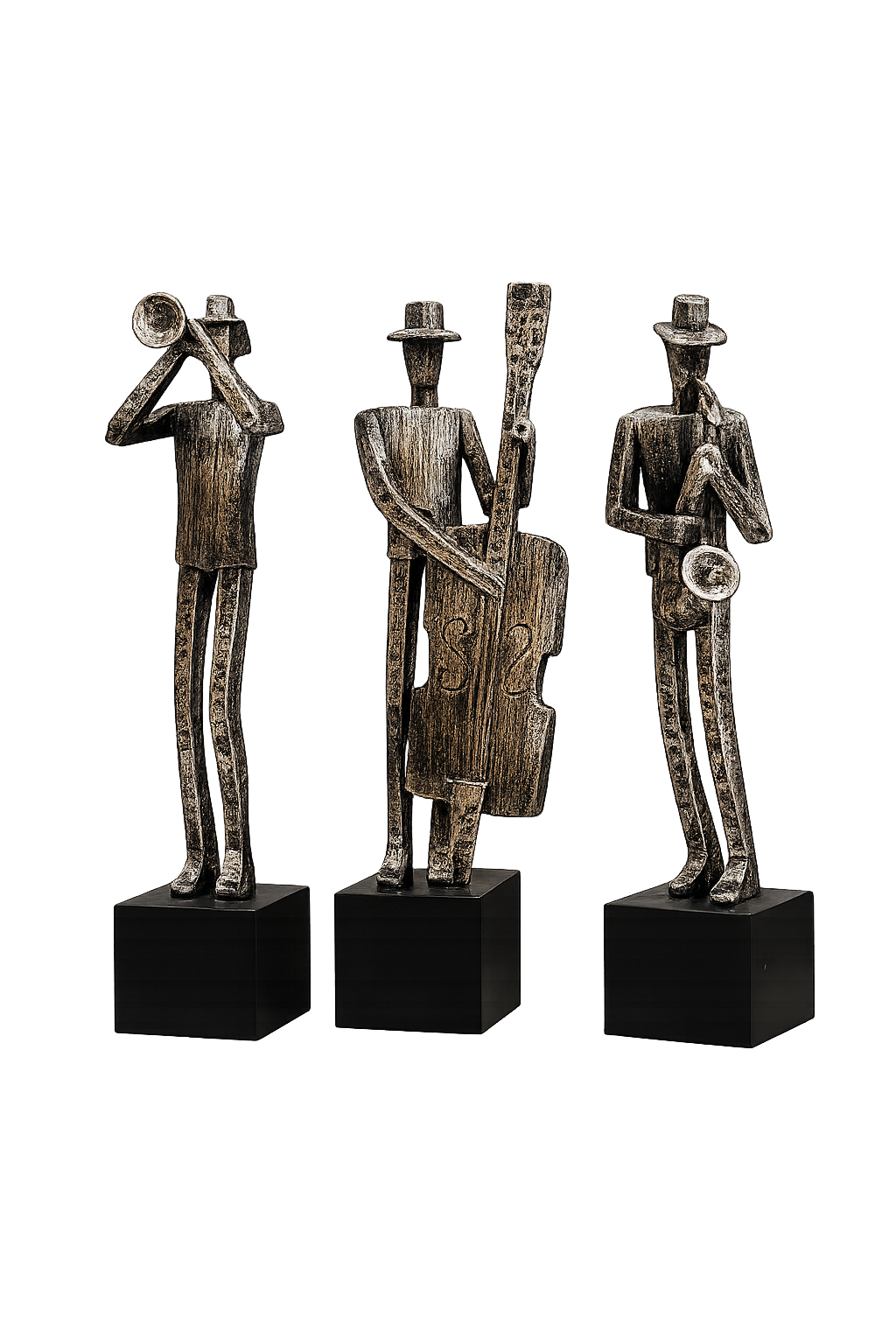 3-Piece Abstract Musician Sculpture Set | Modern Jazz Band Figurines | Luxury Home Décor Showpiece
