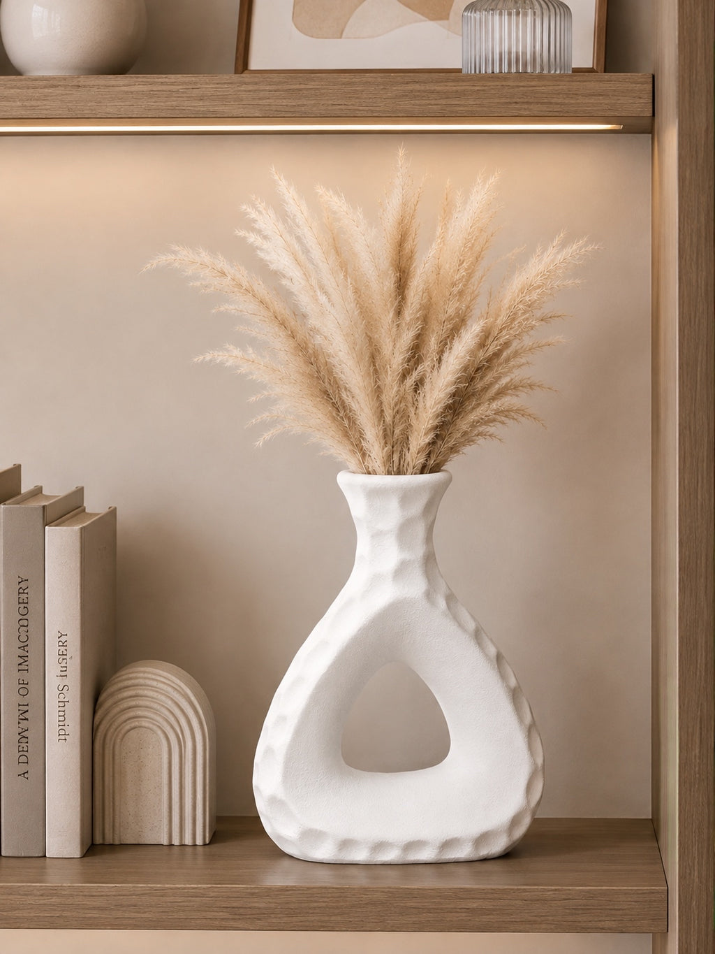 Modern White Ceramic Abstract Vase – Decorative Cut-Out Design Vase