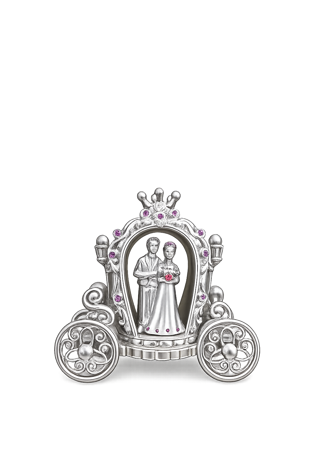 Luxury Silver Cinderella Carriage Couple Showpiece – Crystal Wedding Carriage Figurine | Romantic Home Decor Gift