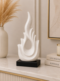 Modern Flame Abstract Sculpture with Black Base – Elegant Contemporary Home Décor