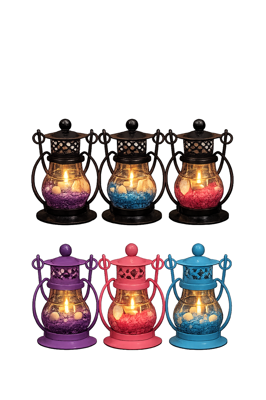 Mini Vintage Glass Lantern Candle Holder | Decorative Metal Tealight Lantern | Home & Table Décor